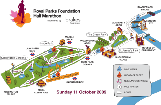 Royal Parks Half Marathon Route